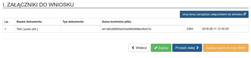 System automatycznie nada sumę kontrolą dokumentu.
