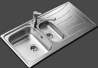 Zlewozmywaki stalowe Standard do wbudowania ZLEWOZMYWAKI Teka Universo 1 ½C 1E - grubość stali: 0,7 mm - 980 x 480, promień kąta 10 mm Wyposażenie seryjne w cenie zlewozmywaka (patrz str.