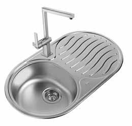 Zlewozmywaki stalowe Standard do wbudowania ZLEWOZMYWAKI Teka DR-78 2C - grubość stali: 0,6 mm - 760 x 420, promień kąta 210 mm Wyposażenie seryjne w cenie zlewozmywaka (patrz str.