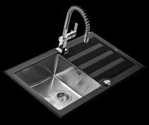 Zlewozmywaki szklane ZLEWOZMYWAKI Teka i-sink 95 DX - z 3 otworami - grubość stali: 0,8 mm - wg rysunku poniżej Wyposażenie seryjne w cenie zlewozmywaka (patrz str.