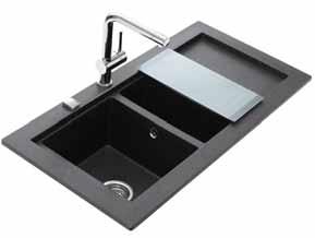 Zlewozmywaki z tegranitu do wbudowania ZLEWOZMYWAKI Teka Aura 60 B-TG - 980 x 480, promień kąta 10 mm Wyposażenie seryjne w cenie zlewozmywaka (patrz str.