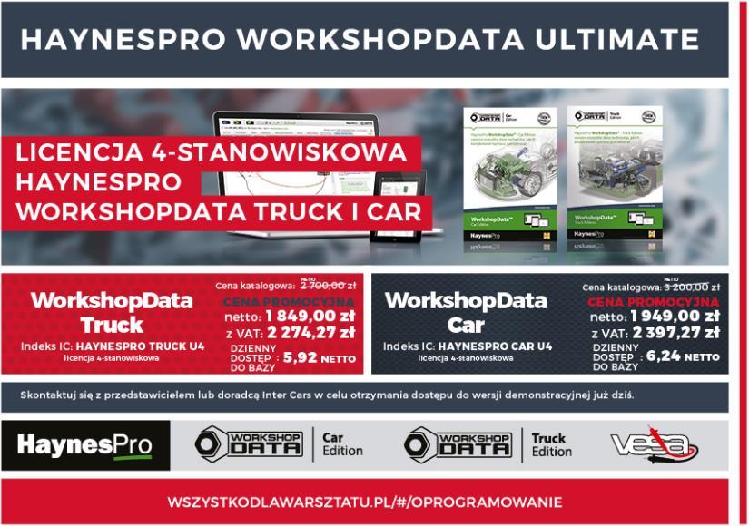 Promocja HaynesPro WorkshopData BAZA INFORMACJI TECHNICZNO-DIAGNOSTYCZNYCH HaynesPro WorkshopData Ultimate WorkshopData Truck WorkshopData Car Inter Cars przedstawia bazę informacji