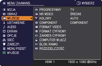 Menu WEJŚCIE Menu WEJŚCIE Z menu WEJŚCIE można realizować pozycje przedstawione w tablicy poniżej.