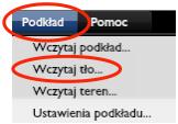 TŁO I TEREN WCZYTANIE TŁA Aby wczytać tło należy, będąc w zakładce 3D, w menu głównym kliknąć Podkład - Wczytaj tło. Następnie należy wybrać odpowiedni plik z katalogu komputera.
