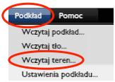 WCZYTANIE PLIKU TERENU Aby wczytać teren należy, będąc w zakładce 2D, w menu głównym kliknąć Podkład - Wczytaj teren. Następnie należy wybrać odpowiedni plik z katalogu komputera.
