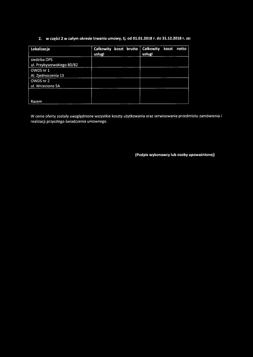 Przybyszewskiego 80/82 OWDS nr 1 Al. Zjednoczenia 13 OWDS nr 2 ul.