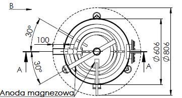 Wymiary WGJ-PC 450 DUO Ciepła woda użytkowa CW 1 1/4 Zimna woda użytkowa / spust ZW/ZS 1 1/4 Zasilanie ciepłą wodą grzewczą- wężownica górna WEG 1 1/2 Powrót zimnej wody grzewczej - wężownica górna