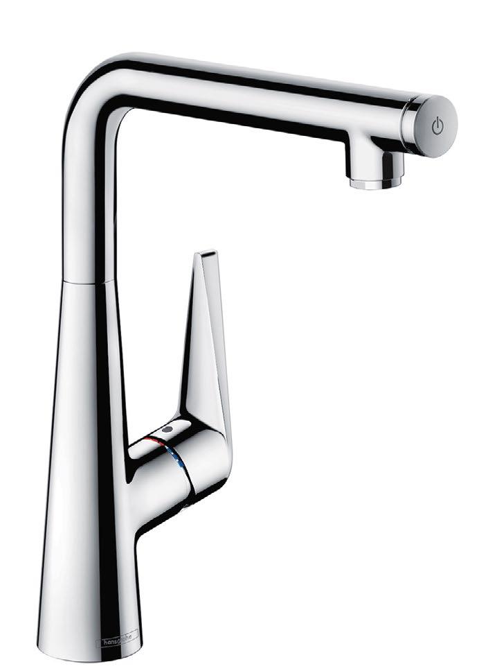 20 hansgrohe Bateria kuchenna Linia 51 z przyciskiem Select Multitalent dla nowoczesnej kuchni Ponadczasowe i prostolinijne wzornictwo z korpusem w kształcie stożka komponuje się idealnie w każdej