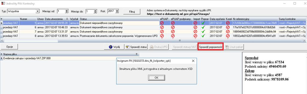 Opcja Importuj pozwala wczytać do bazy wskazany plik JPK konkretnego typu. 2.