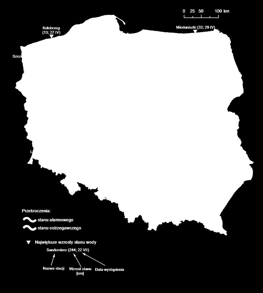 stanu wody na głównych rzekach i wybrzeżu
