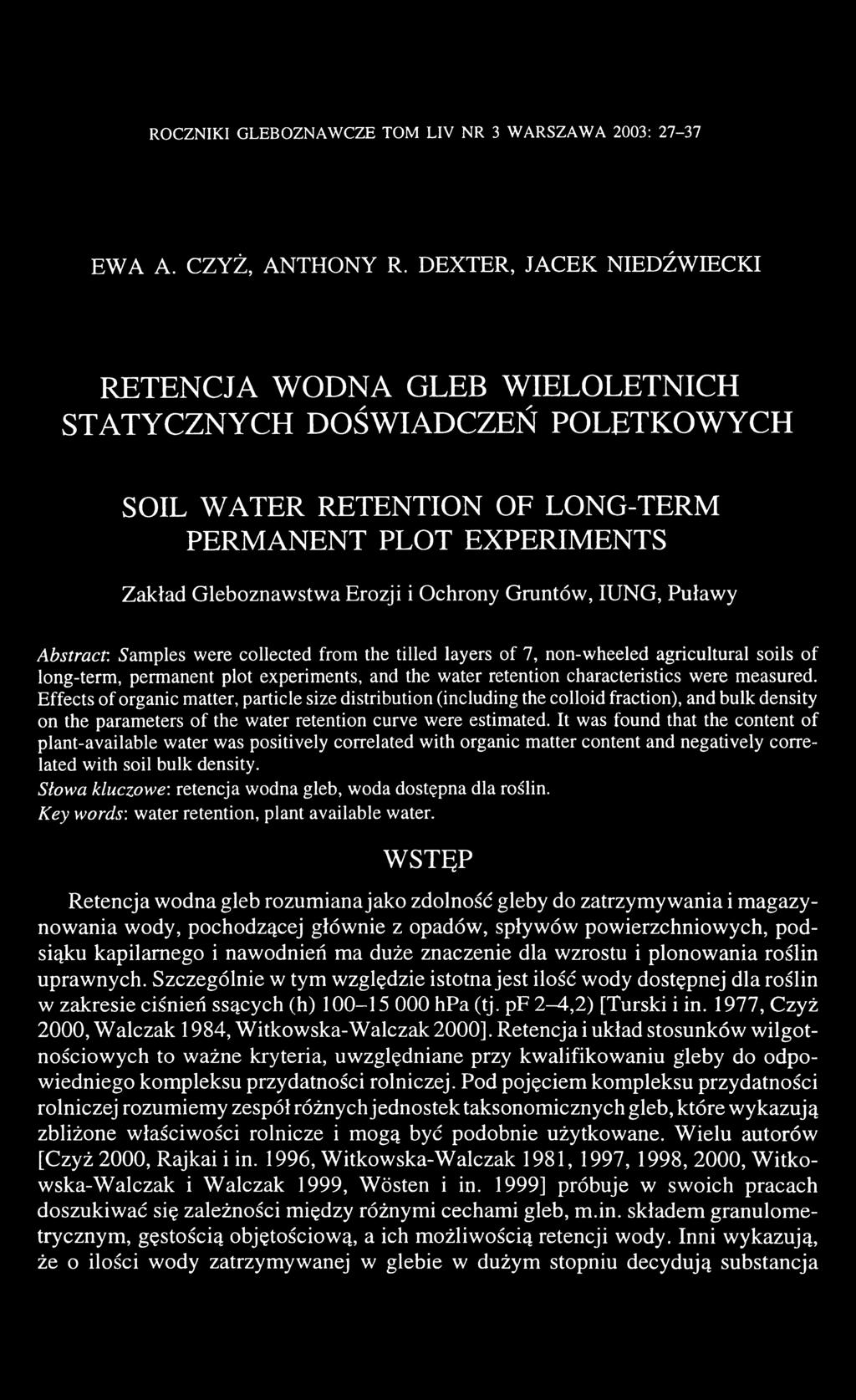 Gruntów, IUNG, Puławy Abstract.