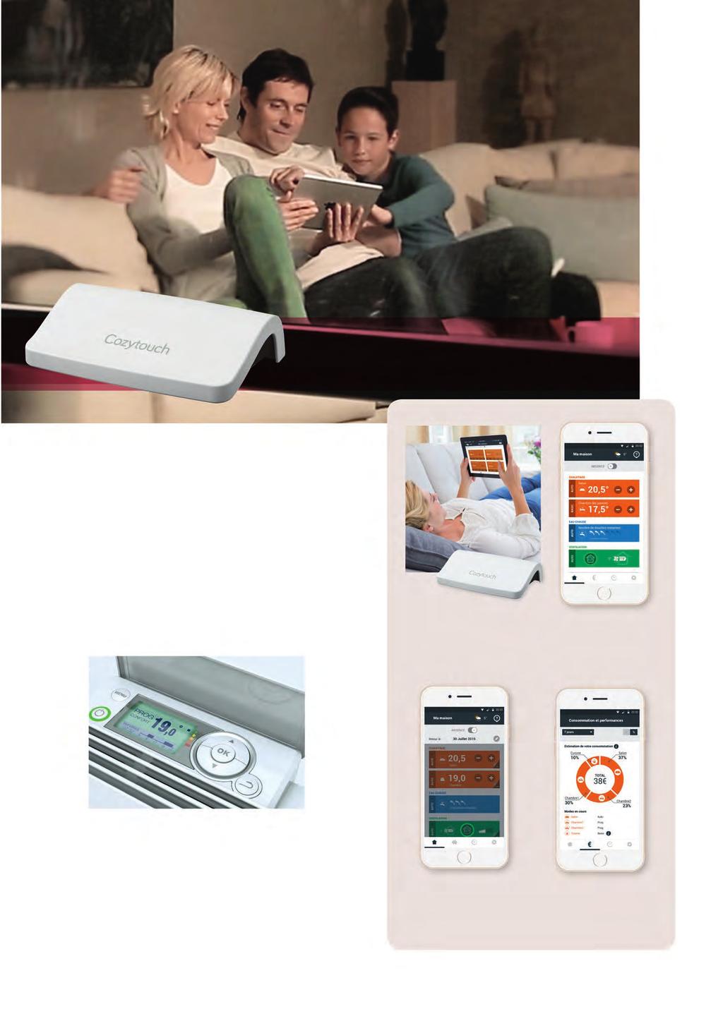 COZYTOUCH GRZEJNIKI ELEKTRYCZNE Cozytouch umożliwia zdalne zarządzanie pracą urządzeń przy użyciu aplikacji mobilnej.