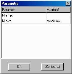 Parametryzacja zapytania Zapytanie do bazy można sparametryzować. Parametryzacja ma sens w przypadku zasadności odświeżania danych pochodzących z tego samego źródła.