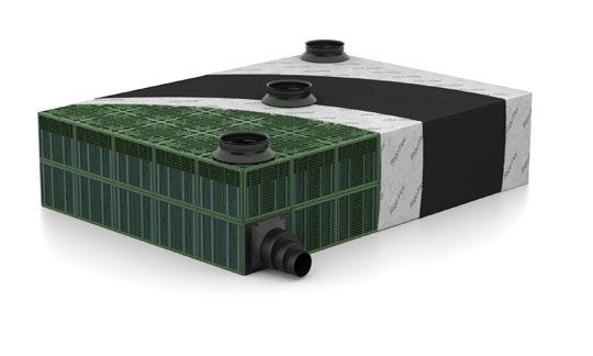 8. Instalacje uszczelnione Zbiorniki modułowe do różnych zastosowań W celu wykorzystania Rigofill ST jako zbiornika na wodę deszczową instalacja może zostać owinięta specjalną geomembraną (folią