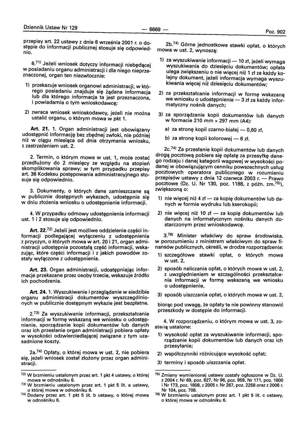 Oziennik Ustaw Nr 129-6669- Poz. 902 przepisy art. 22 ustawy z dnia 6 