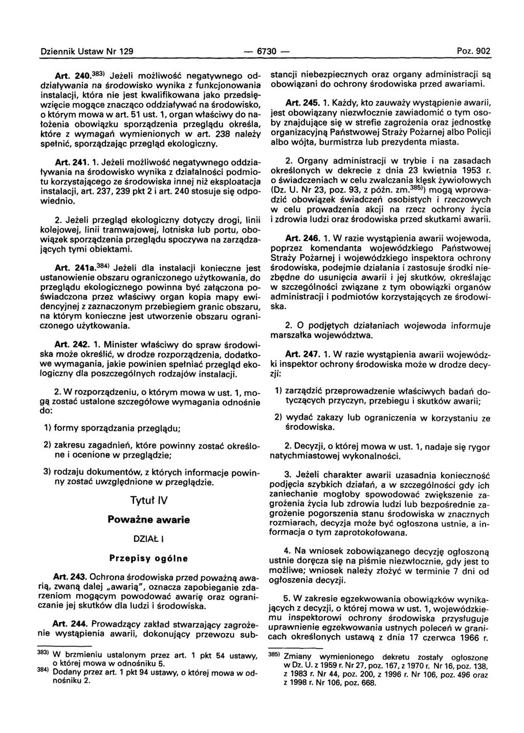 Oziennik Ustaw Nr 129-6730- Poz. 902 Art. 240.