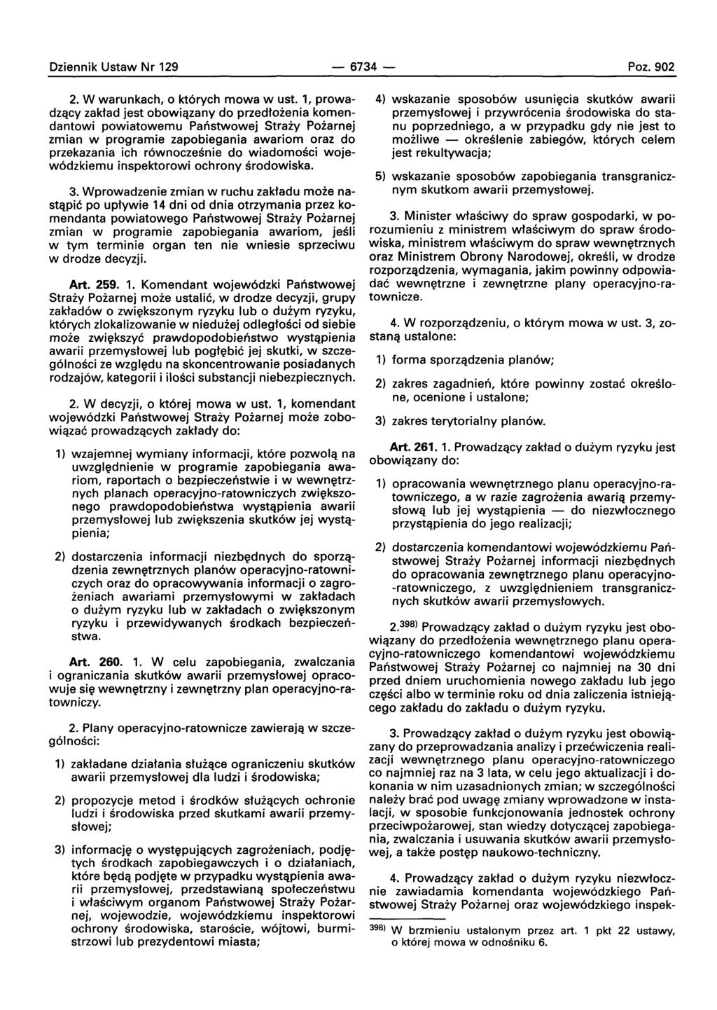 Dziennik Ustaw Nr 129-6734- Poz.902 2. W warunkach, 0 kt6rych mowa w ust.