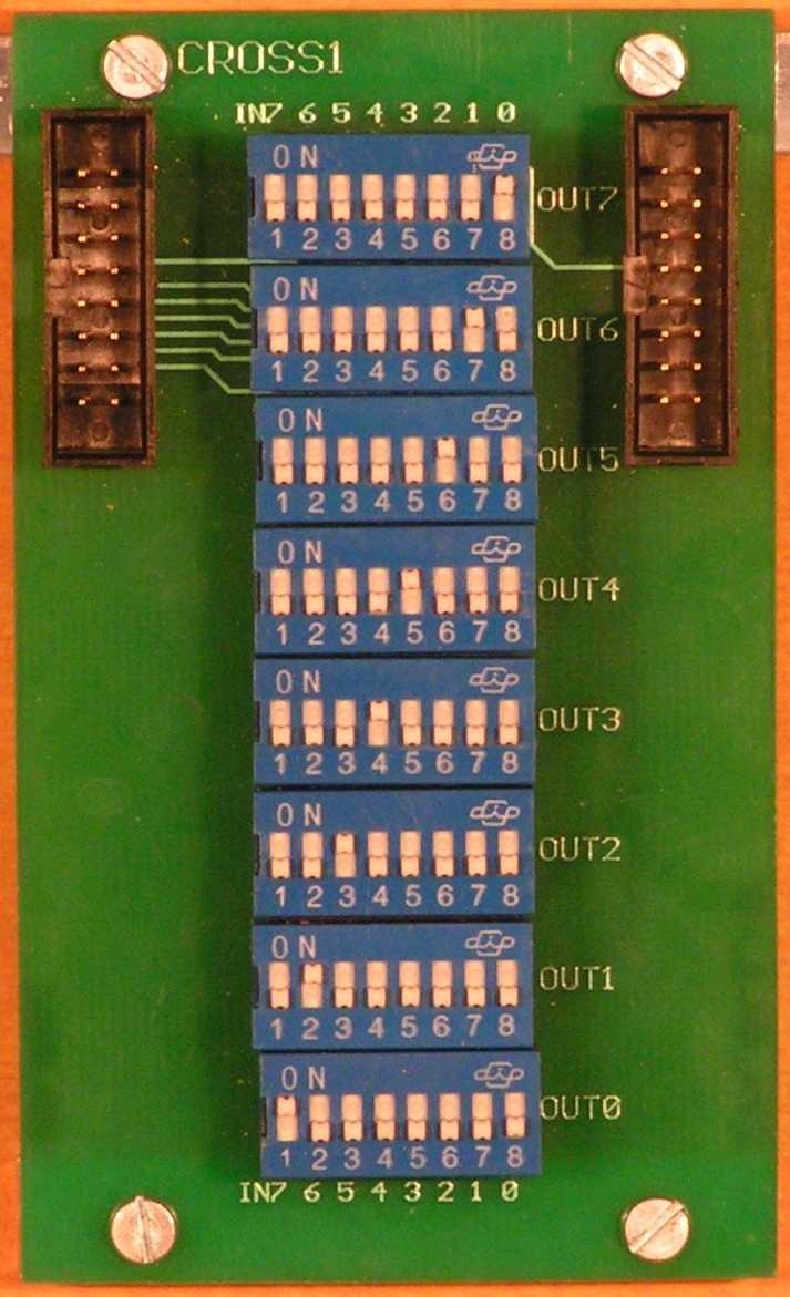 SML3 październik 2005 31 140_CROSS1 Moduł zawiera krosownicę linii portu 8x8, umożliwiającą dowolną zamianę, przerwanie lub zwarcie linii jednego portu poprzez odpowiednie ustawienie ośmiu 8-krotnych