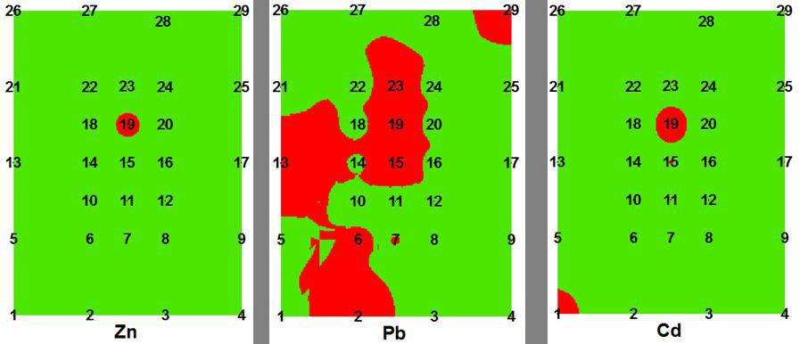 Rys. 4. Strefy wymagające poprawy jakości gleb według wartości dopuszczalnej dla grupy III tereny zalesione Fig. 4. Areas with higher values of heavy metals then permissible for group III wooded areas Rys.
