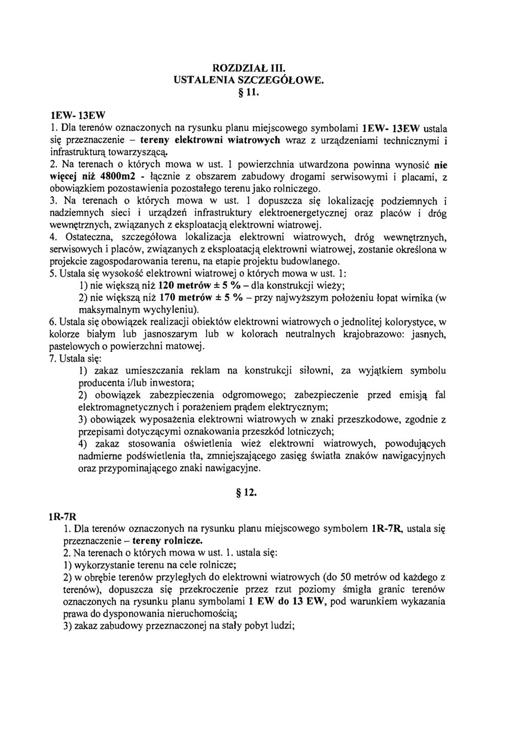 ROZDZIAŁ III. USTALENIA SZCZEGÓŁOWE. 11. 1EW-13EW 1.