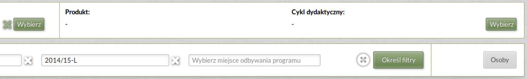 Po ustawieniu powyższych danych wyświetli się lista studentów z ustawionego filtra.