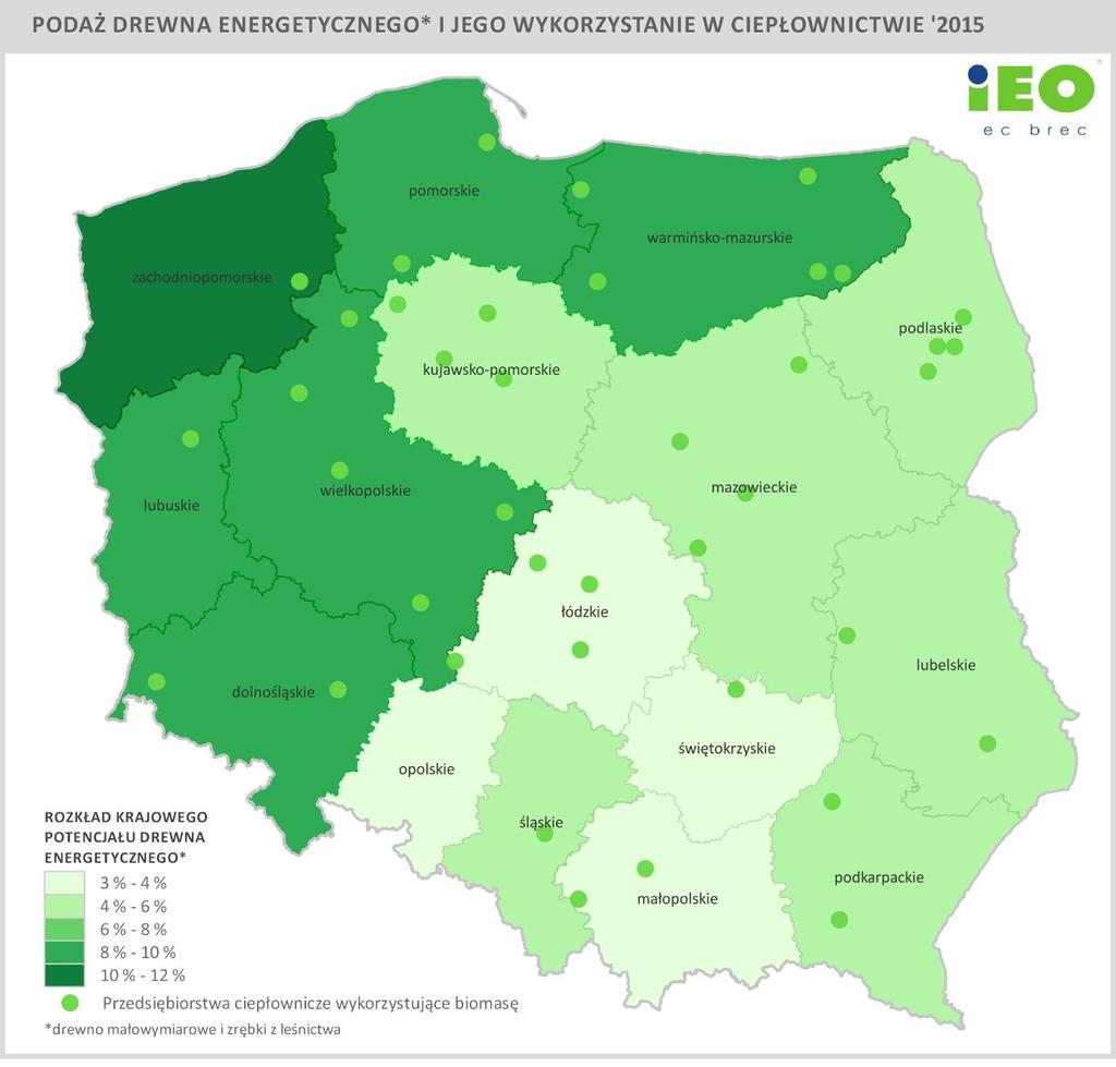 Potencjał biomasy Podaż drewna energetycznego w Polsce i