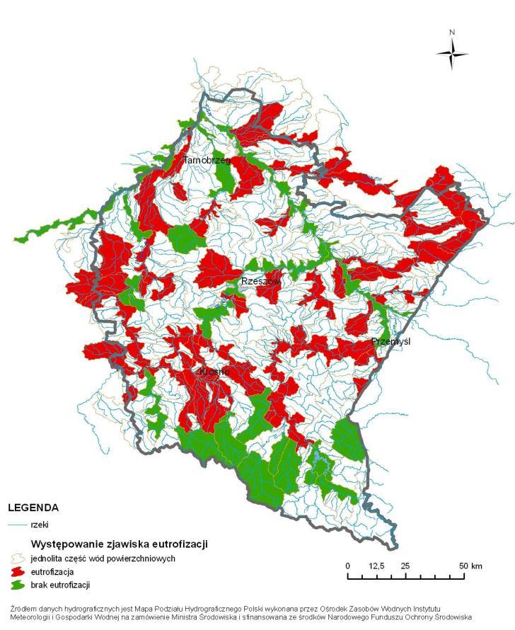 W przypadku jcwp o kodzie PLRW20001722929 do oceny eutrofizacji posłużyły wyniki z ppk Barcówka - Stalowa Wola. Ryc. 4.1. Ocena eutrofizacji rzek w punktach pomiarowo-kontrolnych, w latach 2008-2010 [14] Ryc.