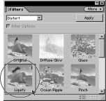 Filtry i efekty specjalne Rysunek 7.25. Filtr Liquify znajduje się w kategorii Distort na palecie filtrów Rysunek 7.26.