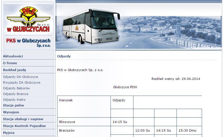 Rysunek 83 Strona internetowa PKS Głubczyce Źródło: http://www.pks.glubczyce.pl/ 5.5. PKS w Brzegu spółka z o.o. Przedsiębiorstwo Komunikacji Samochodowej w Brzegu zapewnia kursy na terenie powiatu brzeskiego, w tym również gminy Grodków.
