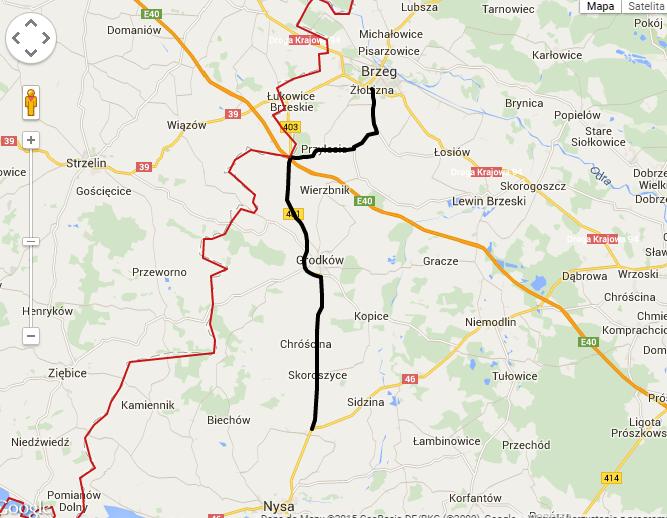 DW 401 przebieg Brzeg Grodków Pakosławice Na terenie Obszaru Funkcjonalnego Partnerstwo Nyskie 2020 droga przebiega przez gminę Grodków (powiat brzeski), przez gminę
