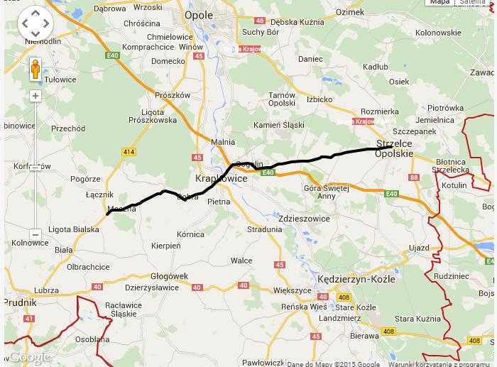 DW 409 przebieg Dębina Krapkowice Strzelce Opolskie Na terenie Obszaru Funkcjonalnego Partnerstwo Nyskie 2020 droga biegnie jedynie przez gminę Biała.