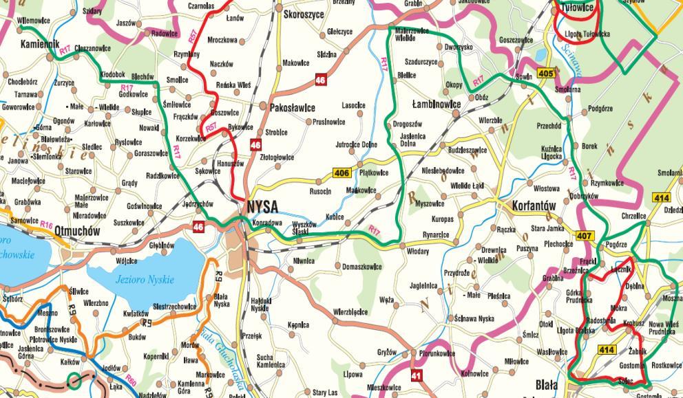 Nazwa R17 Malerzowice Wielkie Sowin nawierzchnia leśna ubita oraz kostka brukowa Infrastruktura na trasie elementy małej architektury (odcinek Malerzowice Wielkie- Sowin) Teren przebiegu trasy Płaski