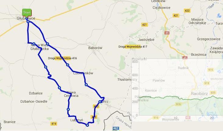 Nazwa Południowe kresy powiatu Mapa Uwagi Trasa Południowe kresy powiatu jest trasą o średnim poziomie trudności przejazdu, dominującej asfaltowej nawierzchni i braku widocznego oznaczenia.