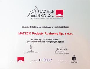 NAGRODY I WYRÓŻNIENIA NAJWYŻSZE STANDARDY BEZPIECZEŃSTWA 11 października 2016 firma mateco 