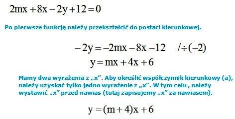 - Dla jakiej wartości m, funkcja jest malejąca? Skoro funkcja jest malejąca, gdy a jest mniejsze od zera, zapisujemy: - Dla jakiej wartości m, funkcja jest stała?