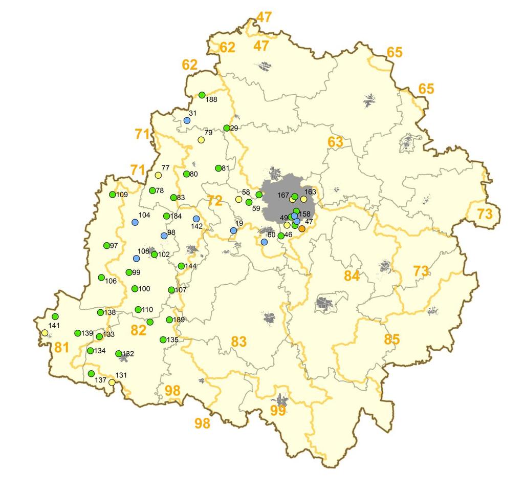 Rysunek 1 Rozmieszczenie punktów pomiarowych