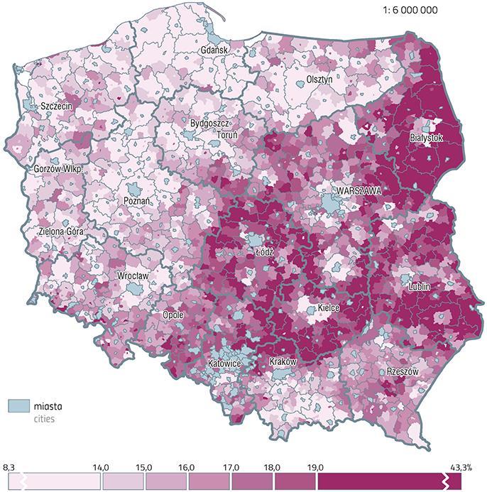 Odsetek ludności w wieku poprodukcyjnym