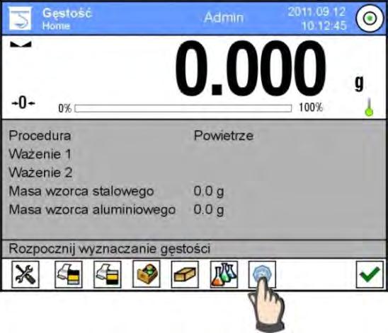 Procedura: 1. Nacisnąć przycisk szybkiego dostępu < Gęstość powietrza>. 2. Wyświetlacz pokaże opcje związane z tą funkcją. 3.