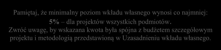 5 Środki trwałe w kosztach ogółem W przypadku zakupu środków trwałych należy rozróżnić: środki trwałe bezpośrednio powiązane z przedmiotem projektu (np.