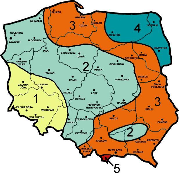 Mapa stref śniegowych Norma firmy CW Lundberg Spadek Strefa śniegowa dachu 1 2 3 4 5 6 60 30 20 13 11 10 37 18 12 8,1 6,6 14 27 13 8,9 5,9 4,8 18 21 11 7,1 4,7 3,9 23 17 8,7 5,8 3,9 3,2 27 15 7,7 5,2