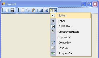 ToolStrip pasek narzędzi Automatycznie lokuje się u góry okna (Dock = Top), o ile nie jest umieszczony na ToolStripContainer