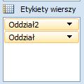 Prezentuje ona sumy kwot znajdującyh się na różnych kontach wg typu konta {pole kolumny}oraz wg oddziału {pole wiersza}. Porównajmy teraz oddział Centralny z dwoma pozostałymi potraktowanymi łącznie.