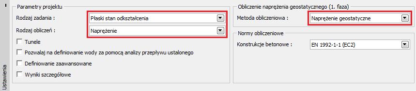 Topologia: ustawienia zadania Pierwszym krokiem będzie przejście do ramki Ustawienia, w której wybierzemy metodę obliczania naprężeń