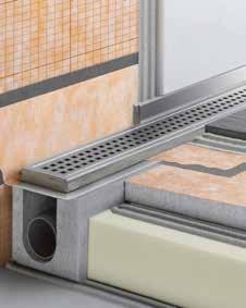 Odwodnienie Schlüter -KERDI-LINE-H Schlüter-KERDI-LINE-H jest kompletnym zestawem do liniowych odwodnień brodzików prysznicowych licujących z posadzką z poziomym odpływem.