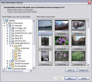Przesyłanie plików do komputera Odłączanie urządzenia (w systemie Windows XP) Odłączanie kabla USB w systemach Windows 2000/Vista przebiega w podobny sposób.