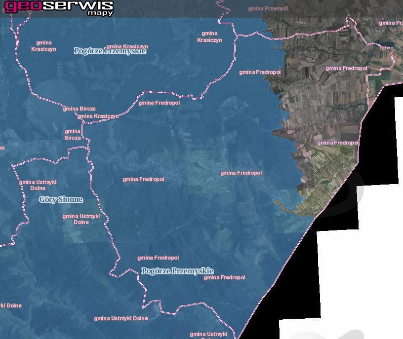 Rysunek 24 Lokalizacja na terenie Gminy Fredropol Obszarów Natura