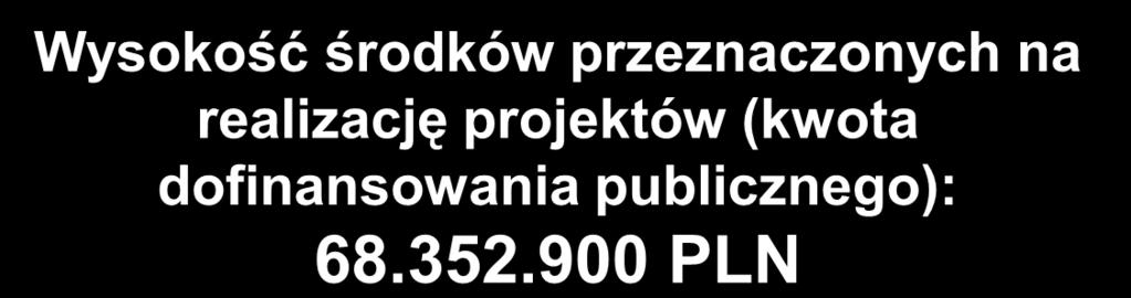 Wysokość środków przeznaczonych na realizację projektów (kwota dofinansowania publicznego): 68.352.