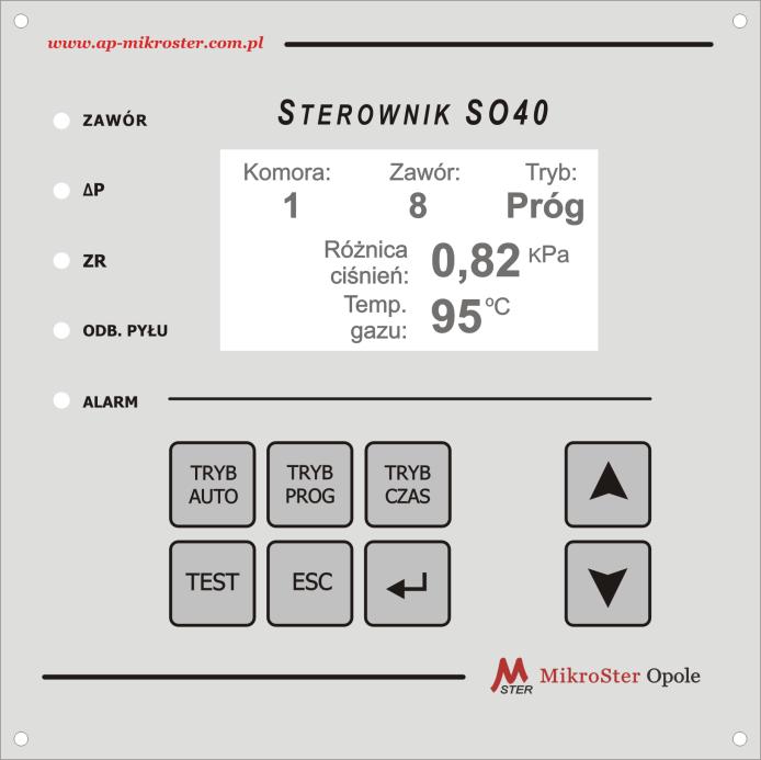 SO0_ AP MikroSter OPOLE. Podstawowe parametry techniczne sterownika SO0. Zasilanie sterownika: poprzez transformator prądem stałym Ilość sterowanych komór: max szt.