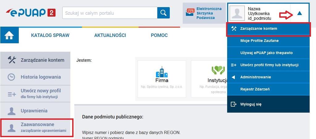 Informacja: Przypominamy, że standardowa Rola domyślna daje dostęp do wszystkich skrzynek utworzonych w ramach podmiotu dla użytkownika posiadającego taką role.