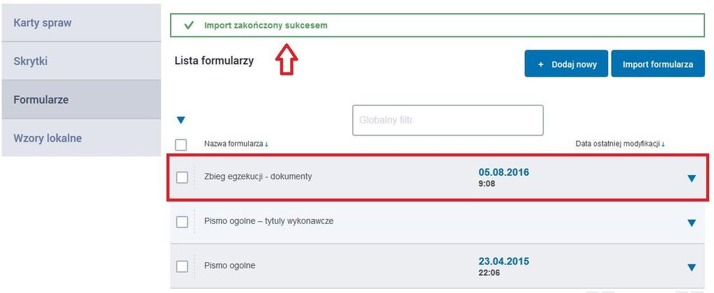 sukcesem i nowy formularz będzie